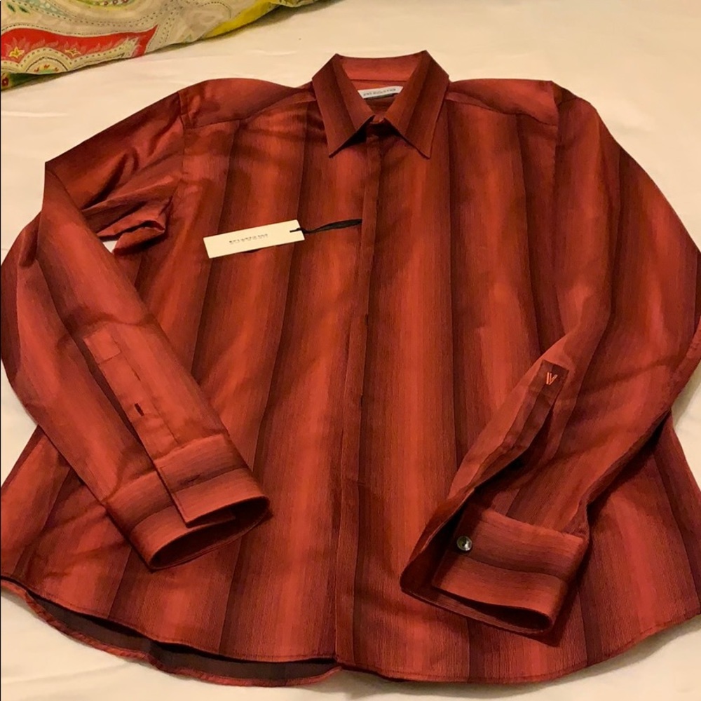 Sharp red toned and black Versace Collection shirt